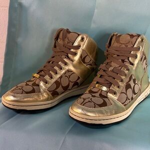 Coach Norra Gold High Top Sneakers sz 7